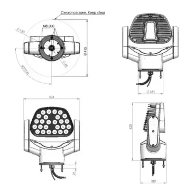 Luminell SL1 Søkelys komplett kit Med panel - hvit - 24V - 1300m 