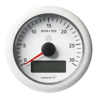 VDO View Line Turteller 85mm - Hvit Med digital LCD 3000rpm