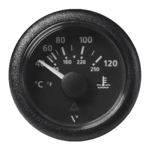 VDO Vanntemperaturmåler 52mm ViewLine Sort - Opp til 120°C - 287,4-22,7 Ohm 