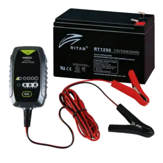 RITAR AGM Batteri 12V - 9Ah 151 x 65 x 94 mm - m/batterilader
