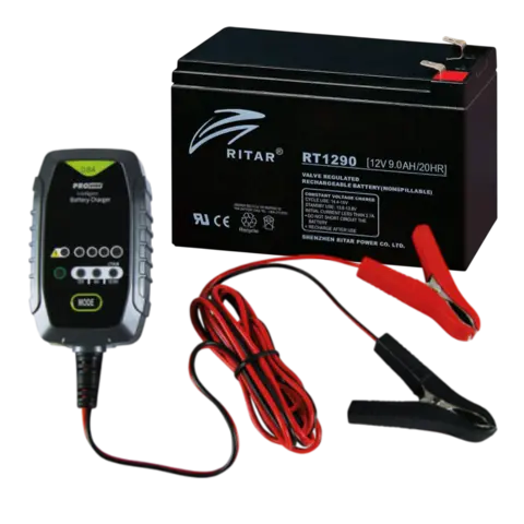 RITAR AGM Batteri 12V - 9Ah 151 x 65 x 94 mm - m/batterilader