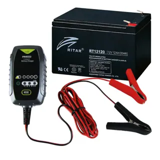 RITAR AGM Batteri 12V - 12Ah 151 x 98 x 95mm - m/batterilader
