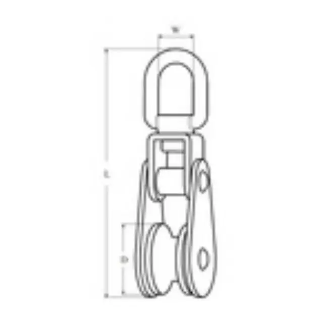 Blokk - enkel  - leddet - syrefast stål Trinse 32mm - Tau: 8mm 