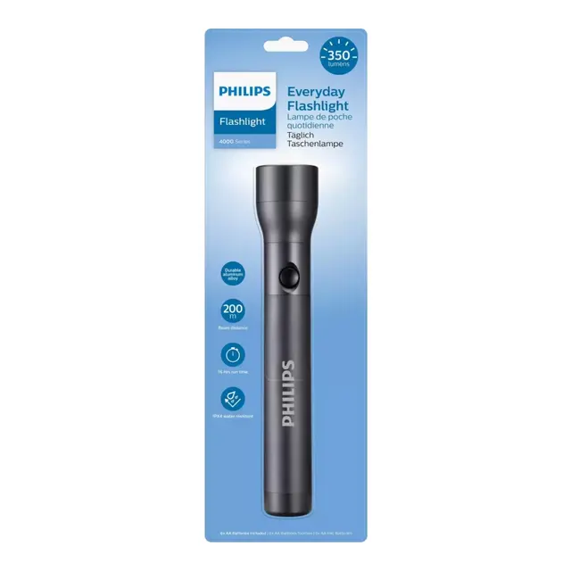PHILIPS Lommelykt Sfl4003l, 350lumen 200 m 