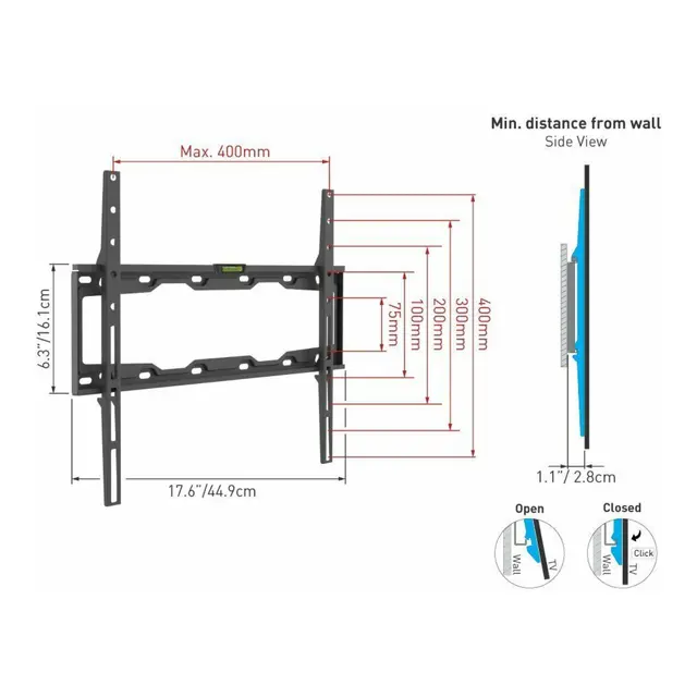 Veggfeste Barkan E302 fast 19-65", Maks 50 kg 