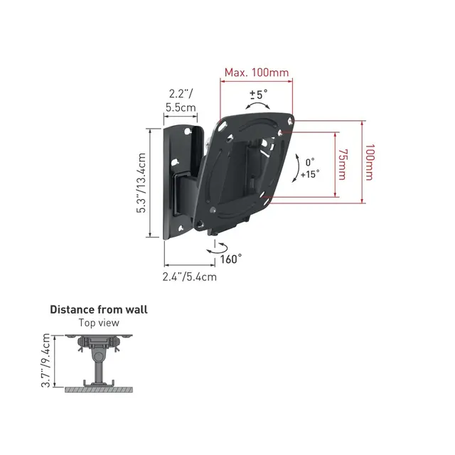 Veggfeste for TV Barkan E120,sving/tilt 13-29"  maks15kg, 