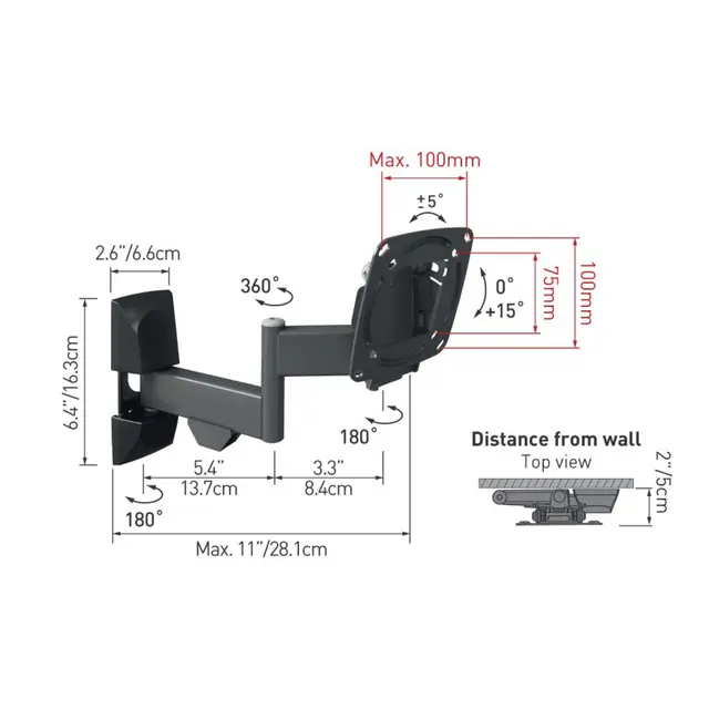 Veggfeste Barkan E140, Sving/tilt 2 arm 29",15kg 
