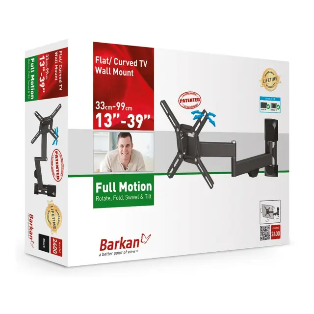 TV Veggfeste med sving og tilt Opp til 39",25kg - Feste opp til 20x20cm 