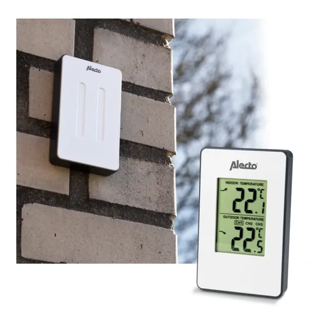 Termometer ute/inne Alecto med maks og min. temp 