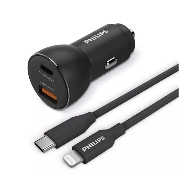 PHILIPS Lighterkabel adapter 36W 1x USB-C og 1x USB-A 