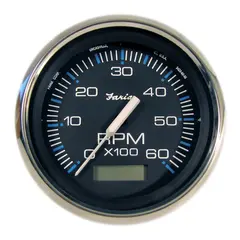 FARIA Turteller + Time Bens.inb. 0-6000r &#216;3&quot; - Sort bl.ring - Bensin inboard, I/O