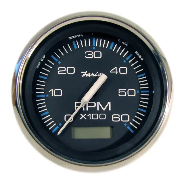 FARIA Turteller + Time Bens.inb. 0-6000r Ø3" - Sort bl.ring - Bensin inboard, I/O 