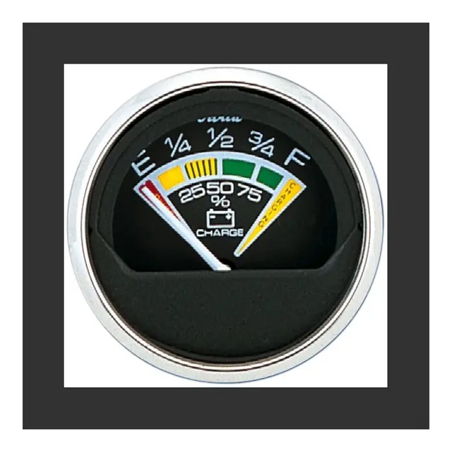 FARIA Batteriindikator 12V Ø2" - Sort bl.ring - sp.fall indik 