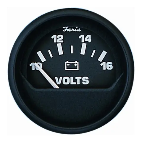 FARIA Voltmeter 10-16 Volt Ø2" - Sort 