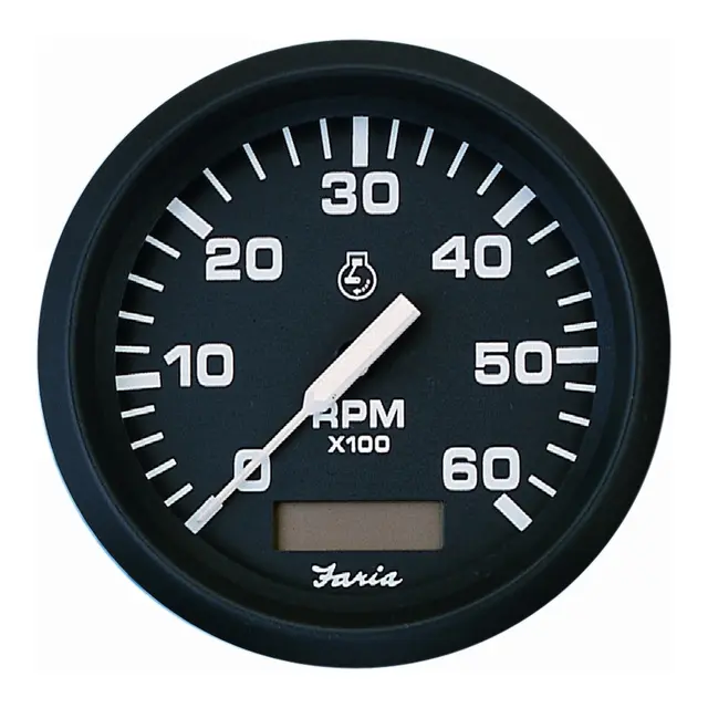 FARIA Turteller + Time Bens.inb. 0-6000r Ø3" - Sort - Bensin inboard, I/O 