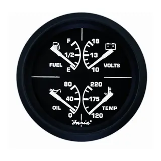 FARIA Kombiinstrument 4&quot; (4-i-ett) &#216;4&quot; - Sort