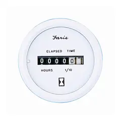 FARIA Timeteller 0-10.000 timer (12-32V) &#216;2&quot; - Hvit