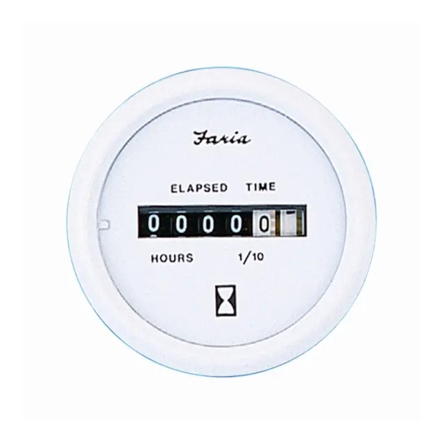 FARIA Timeteller 0-10.000 timer (12-32V) Ø2" - Hvit 