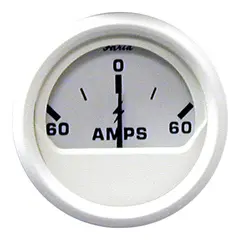 FARIA Amperemeter 60-0-60 amp. &#216;2&quot; - Hvit
