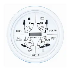 FARIA Kombiinstrument 5&quot; (5-i-ett) &#216;5&quot; - Hvit