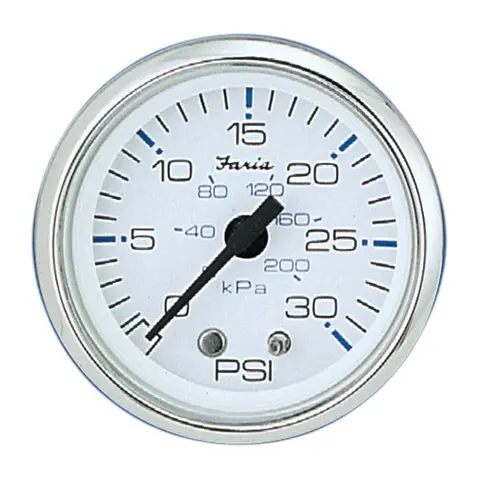 FARIA Vanntrykksmåler komplett 0-30 PSI Ø2" - Hvit bl.ring 