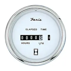 FARIA Timeteller 0-10.000 timer (12-32V) &#216;2&quot; - Hvit bl.ring