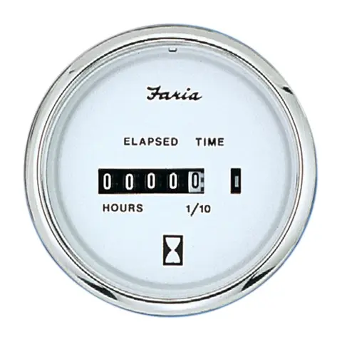 FARIA Timeteller 0-10.000 timer (12-32V) Ø2" - Hvit bl.ring 