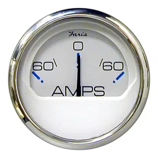 FARIA Amperemeter 60-0-60 amp. &#216;2&quot; - Hvit bl.ring