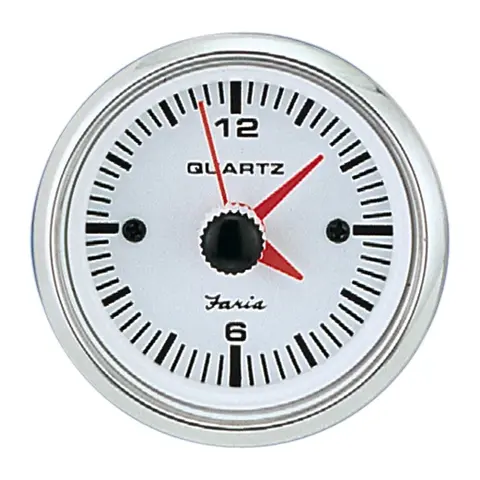 FARIA Klokke Quartz Analog Ø2" - Hvit bl.ring 