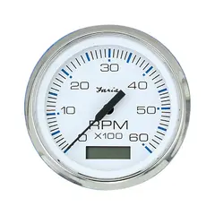 FARIA Turteller + Time Bens.inb. 0-6000r &#216;3&quot; - Hvit bl.ring - Bensin inboard, I/O