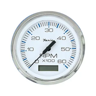 FARIA Turteller + Time Bens.inb. 0-6000r &#216;3&quot; - Hvit bl.ring - Bensin inboard, I/O