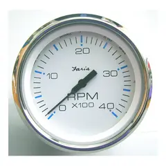 FARIA Turteller + Time Diesel 0-4000rpm &#216;3&quot; - Hvit bl.ring - f. mek.uttak/dynamo