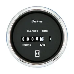 FARIA Timeteller 0-10.000 timer (12-32V) &#216;2&quot; - Sort bl.ring