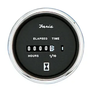 FARIA Timeteller 0-10.000 timer (12-32V) &#216;2&quot; - Sort bl.ring
