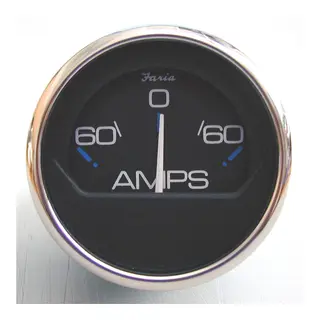FARIA Amperemeter 60-0-60 amp. &#216;2&quot; - Sort bl.ring