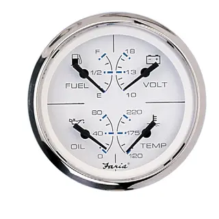 FARIA Kombiinstrument 4&quot; (4-i-ett) &#216;4&quot; - Sort bl.ring