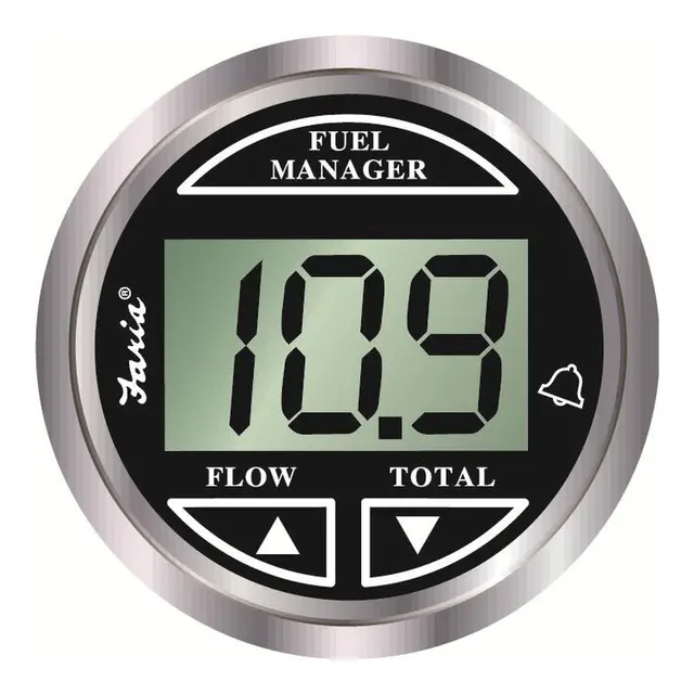 FARIA Drivstoff forbruksmåler digital Ø2" - Sort bl.ring - inkl. sensor 
