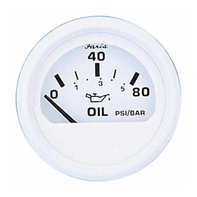 FARIA Oljetrykkmåler 0-80 PSI Ø2" - Hvit 