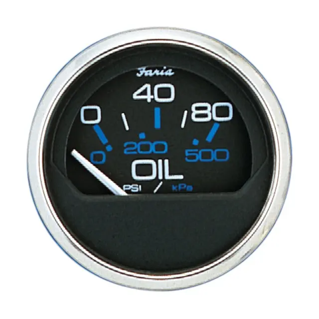 FARIA Oljetrykkmåler 0-80 PSI Ø2" - Sort bl.ring 