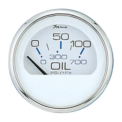 FARIA Oljetrykkmåler 0-80 PSI Ø2" - Hvit bl.ring 