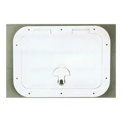 BOMAR Plastluke, Hvit 318 x 394 l&#229;sbar # 8812wl - hengslet - synlig flens