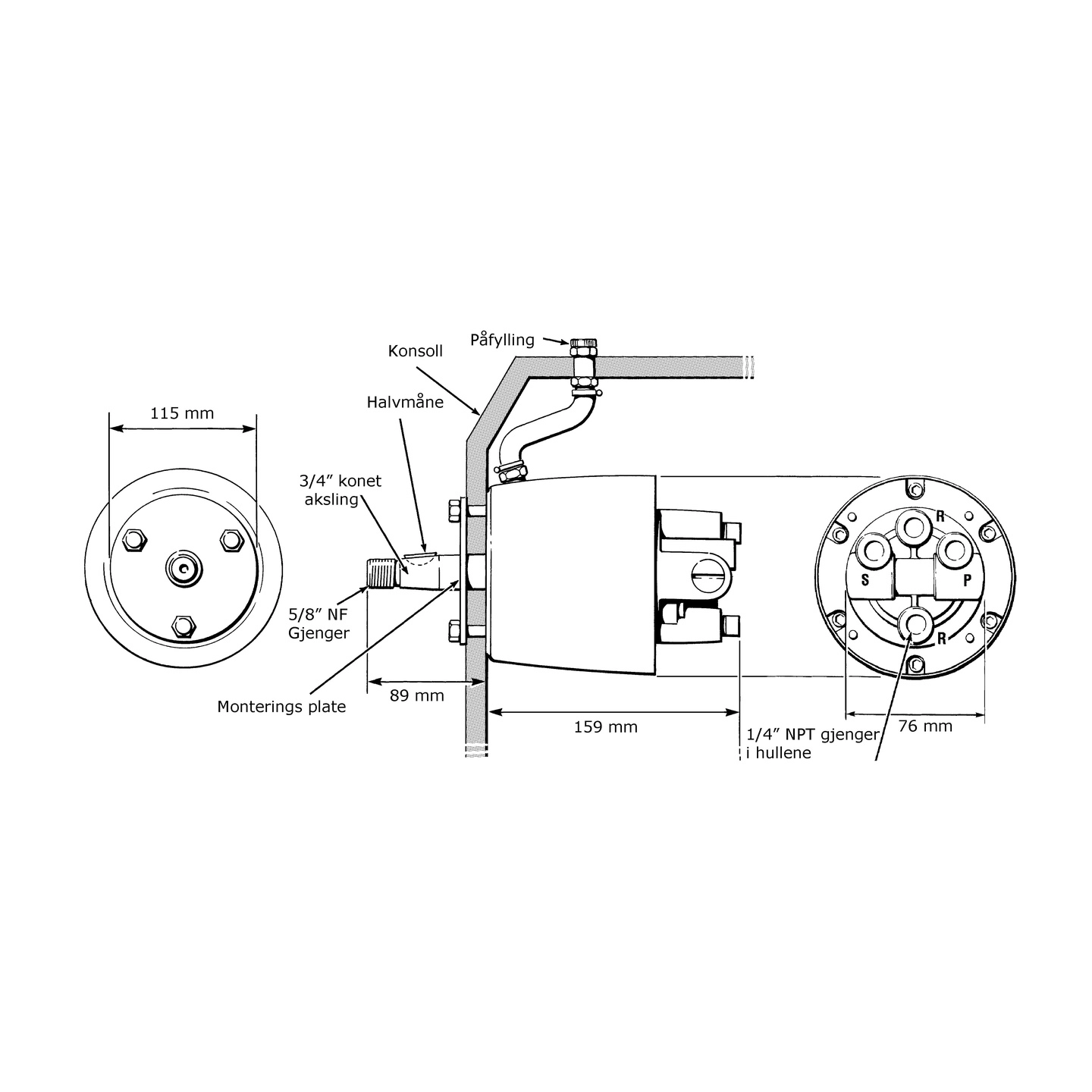 TELEFLEX Rattpumpe SeaStar, 39cm3 HH5262 - Bakmontert