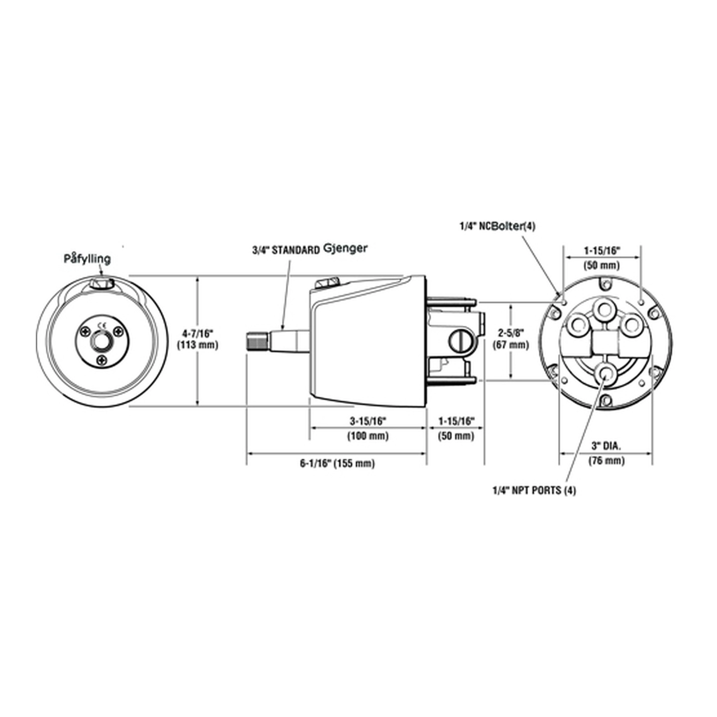 TELEFLEX Rattpumpe SeaStar Pro, 39cm4 HH5772 - Frontmontert