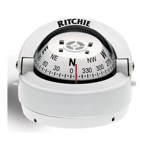 RITCHIE Flatmontert kompass S53W Hvit - Rose: 70mm 