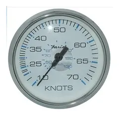 FARIA Fartsm&#229;ler 70 knop 85mm. Hvit med krom ring.