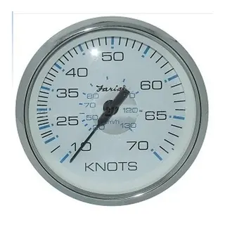 FARIA Fartsm&#229;ler 70 knop 85mm. Hvit med krom ring.
