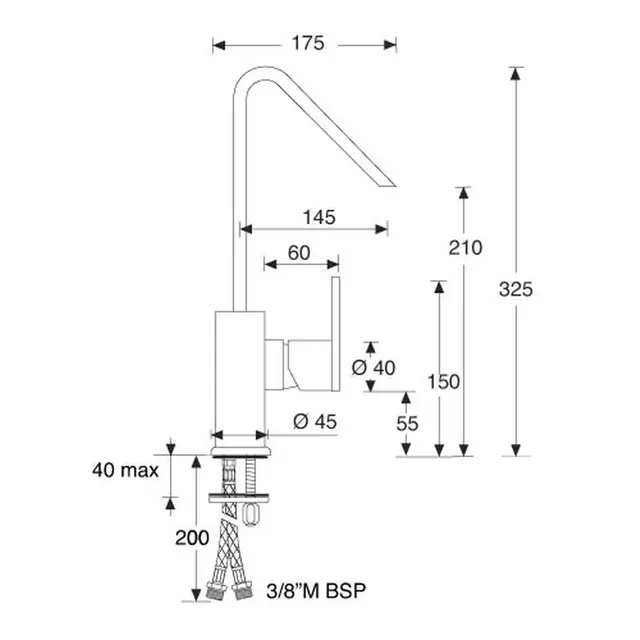 BARKA Blandebatteri, firkantet, MQL1100 ettgreps - firkantet - H325mm 