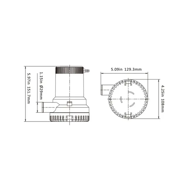 SEAFLO Lensepumpe 2000GPH 24V - 7560 liter i timen 