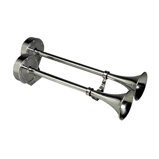 ONARGO dobbelt trompethorn 12V, 10028 dobbelt rustfritt trumpet horn. 12 Volt 
