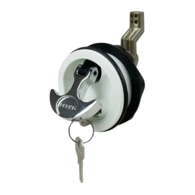 PERKO dør/skaplås - Med lås Hvit - T-håndtak 